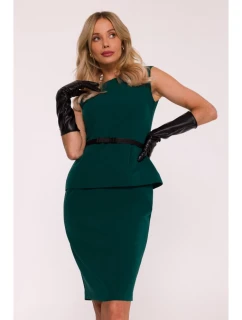 S427 Peplum šaty - zelené