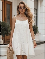 Letné dámske bavlnené vzdušné šaty v farbe ecru FashionStreet EY2678 Letné dámske bavlnené vzdušné šaty v farbe ecru FashionStreet EY2678