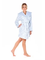 Dámsky župan s kapucňou Flora Short 4856 Patterned Ice Blue - Vestis