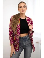 Bavlnená bunda s farebnou potlačou tmavo fialová Bavlnená bunda s farebnou potlačou tmavo fialová