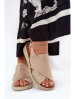 Sandały Damskie Z Eko Skóry Złote Tosmelia