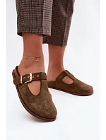 Dámské pantofle Mule z imitace semiše tmavě zelené Melvia