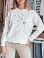 Dámska oversize blúzka s kvetom PETITKA ecru FashionStreet BY1387