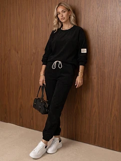 Dámska súprava z kordového úpletu – mikina a joggingové nohavice, čierna, FashionStreet AY1221