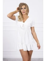 Šaty s viazaným výstrihom do V ecru