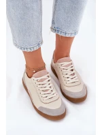 Skórzane Sneakersy Damskie Zazoo N1220 Beżowe
