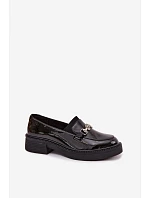 Kožené lakované mokasiny dámské s ozdobným detailem Vinceza 39985 černé