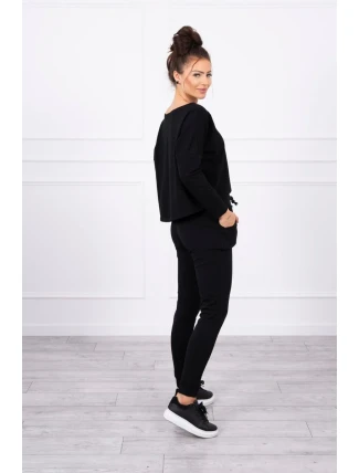 Súprava s oversize blúzkou čiernej farby