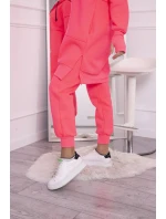 Zateplená sada s dlhou mikinou ružová neónová
