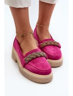 Zazoo 3429/W Damskie Zamszowe Mokasyny Z Ozdobą Fuksja