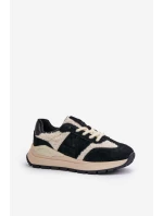 Ocieplane Sneakersy Damskie Skórzane Big Star OO274A318 HI-POLY SYSTEM Czarne