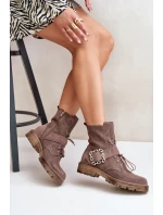 Zazoo 2951 Velúrové topánky s ozdobnou prackou Dark Beige Zazoo 2951 Velúrové topánky s ozdobnou prackou Dark Beige