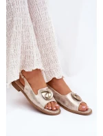 Połyskujące Sandały Damskie Z Ozdobą S.Barski KV51-006 Złote