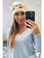 Dámska čiapka Otylia K387 ecru+red