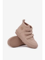 Ocieplane Botki Sneakersy Dziecięce Na Rzepy Big Star SS374072 Beżowe