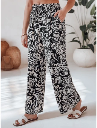 Dámske nohavice zo širokej tkaniny TROPICAL SUN black FashionStreet UY2634 Dámske nohavice zo širokej tkaniny TROPICAL SUN black FashionStreet UY2634