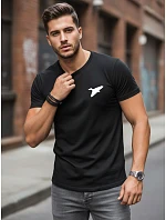 Pánske bavlnené tričko s potlačou vtákov čierne FashionStreet NX0183R