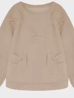 Teplá béžová dámska mikina s mašľami (23999)