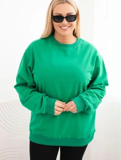 Dámske Plus veľkosť bavlnené základné kolo krku mikina zelená