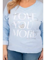 Dámske Plus veľkosť blúzka s potlačou Love You More Blue