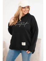 Dámska mikina Plus Size s kapucňou a potlačou čierna