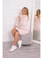 Šaty s kapucňou a vreckami púdrovo ružové