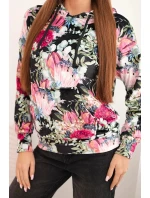 Velúrová mikina s kapucňou čierny