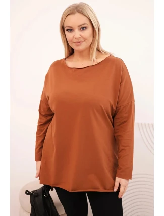 Dámske Plus veľkosť asymetrické blúzka s dlhým rukávom tmavý Camel