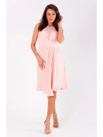 Dámske spoločenské šaty EVA & LOLA stredne dlhé ružové - Ružová / S - EVA & LOLA