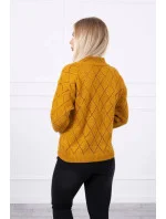 Sveter s kosoštvorcovým vzorom 2020 18 horčicový - Kesi Sveter s kosoštvorcovým vzorom 2020 18 horčicový - Kesi