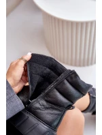 Zazoo 60512 Botki Damskie Skórzane Na Zamek Ocieplane Filcem Czarne