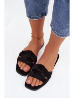 Dámské ploché sandály s pásky Eko semiš Černé Florane
