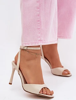 Dámské sandály na podpatku z umělé kůže béžové Olissey