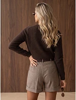 Dámsky mäkký sveter s alpakou, farba baby čokoládová, FashionStreet MY2622