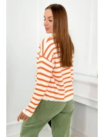 Pruhovaný sveter pomaranč Pruhovaný sveter pomaranč