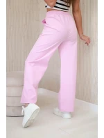 Nohavice Punto so širokými nohavicami svetlo ružové