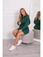 Zateplené šaty s kapucňou tmavo zelené