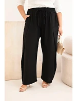 Dámske bavlnené nohavice nadmernej veľkosti s elastickým pásom čierne Dámske bavlnené nohavice nadmernej veľkosti s elastickým pásom čierne
