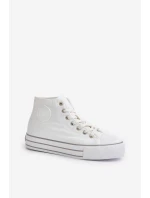 Ocieplane Trampki Damskie Na Platformie OO274A473 Białe