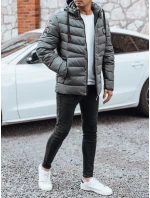 Pánska prešívaná zimná bunda s kapucňou FashionStreet graphite TX5057