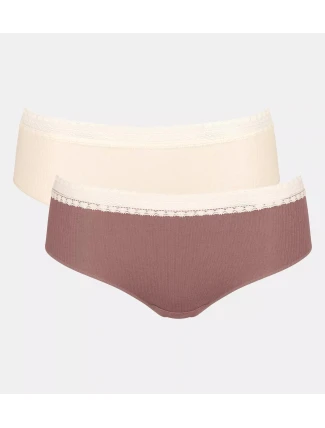 Dámske nohavičky GO Ribbed R Hipster C2P - BROWN - hnedá M003 - SLOGGI