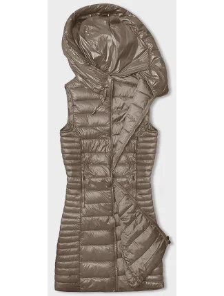 Prešívaná vesta vo farbe cappuccino s kapucňou (16M9113-62)