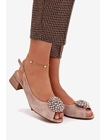 Dámske kožené sandále CR61-3030 beige - D&A