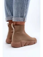 Damskie Buty Sportowe Ze Skarpetą Beżowe Zirila