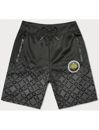 Čierne pánske kraťasy s potlačou (8K1120-3)