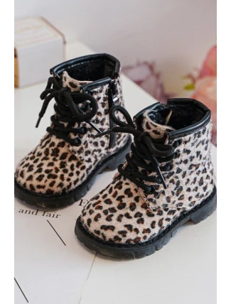 Dziecięce Botki Ocieplane z Suwakiem Beżowe Goopy