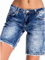 Modré džínsové šortky s dlhou nohavicou