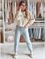 Dámska nadrozmerná mikina so zaväzovaním vo farbe motýľa SPARKI ecru FashionStreet BY1404 Dámska nadrozmerná mikina so zaväzovaním vo farbe motýľa SPARKI ecru FashionStreet BY1404