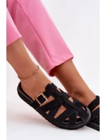 Dámské pantofle s pásky a zlatým sponou Černé Roselisse