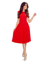 LILA - Červené dámske plisované šaty s krátkymi rukávmi 311-1 LILA
